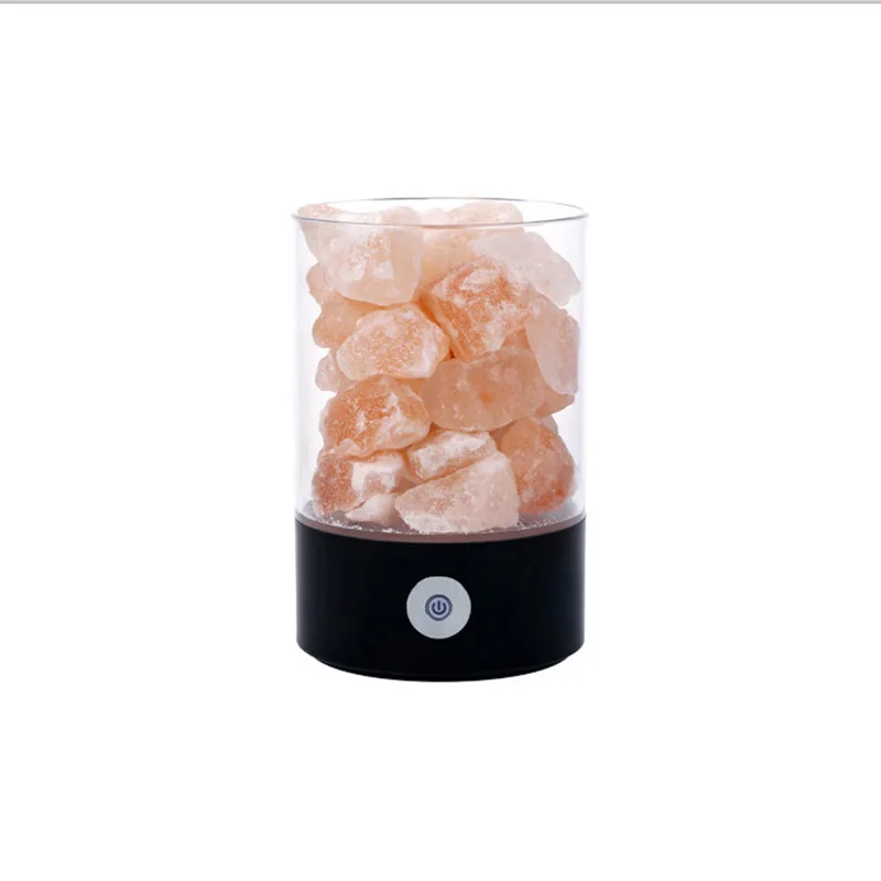 Лампа из гималайской соли Рок натуральный кристалл маленький ионический камень ночной прикроватный свет атмосфера лампа ночник украшение с Луной лампа - Испускаемый цвет: black M2 round