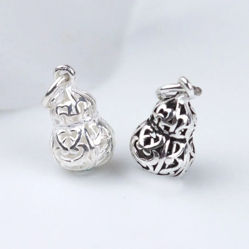 925 Sterling Silver Hollow Calabash Pendant Charms Silver Decoration Handmade Diy Necklace