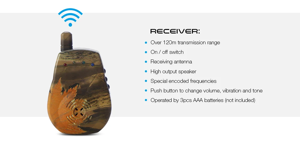 Outlife JY - 35 - 3 Wireless Camouflage Fishing Bite Alarm Set with Receiver Case