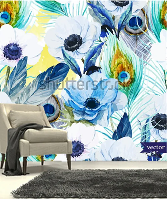 The Custom Murals Flowers Anemones Lilac Boho Pattern The Custom Murals Flowers Anemones Lilac Boho Pattern Wallpaper