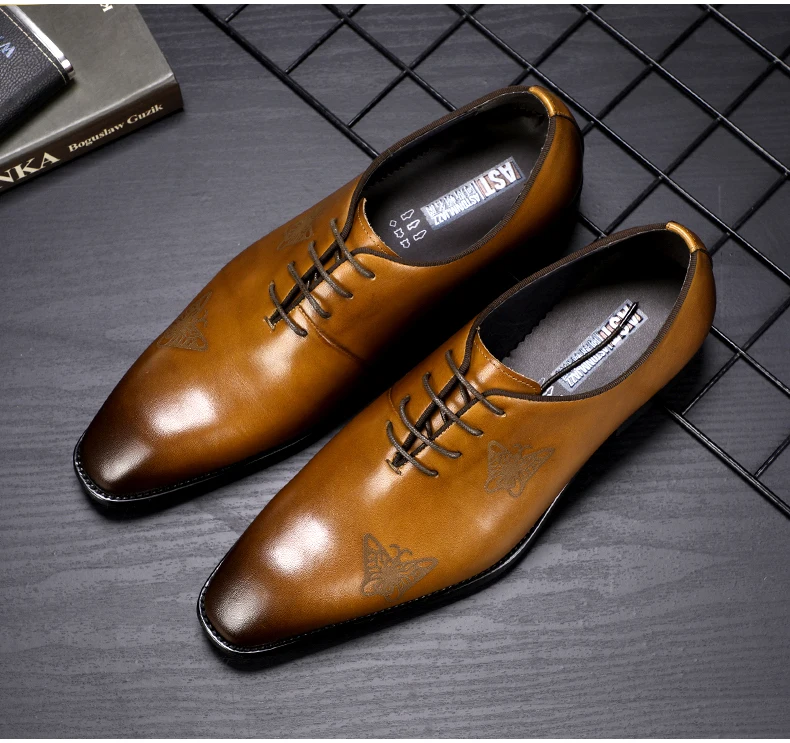 Men's Leather Casual Shoes Business Mens Genuine Leather Moccasins Men Oxfords Shoe Office Casual Leather Shoes Men Big Size 45  (1)