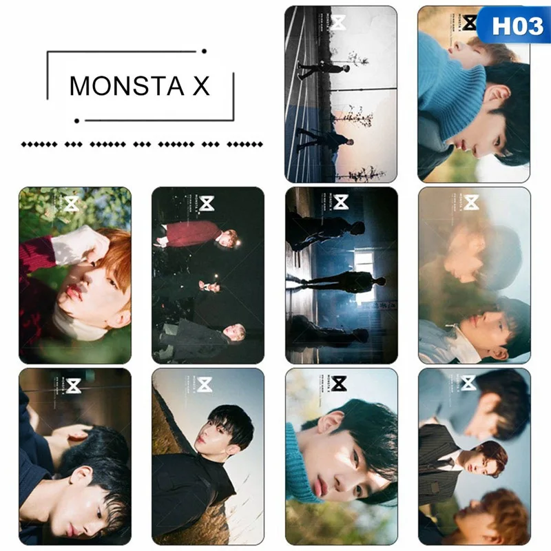 10 шт./компл. K-pop MONSTA X Mini 6-й альбом липкие фото карты Новая мода карты с кристаллами наклейки