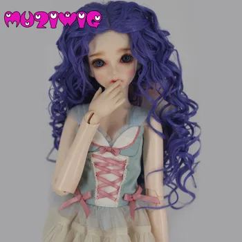 

Free Shipping High-temperature Fiber Synthetic Purple Color Long Wave Curly Hair Wig for 1/3 1/4 1/6 BJD On Sale In MUZIWIG