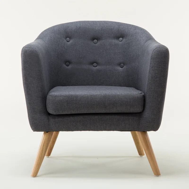 Mid Century Modern Style Sofa / Love Seat With Wood Legs Living Room Furniture Single Couch Tufted Button Fabric Accent Chair