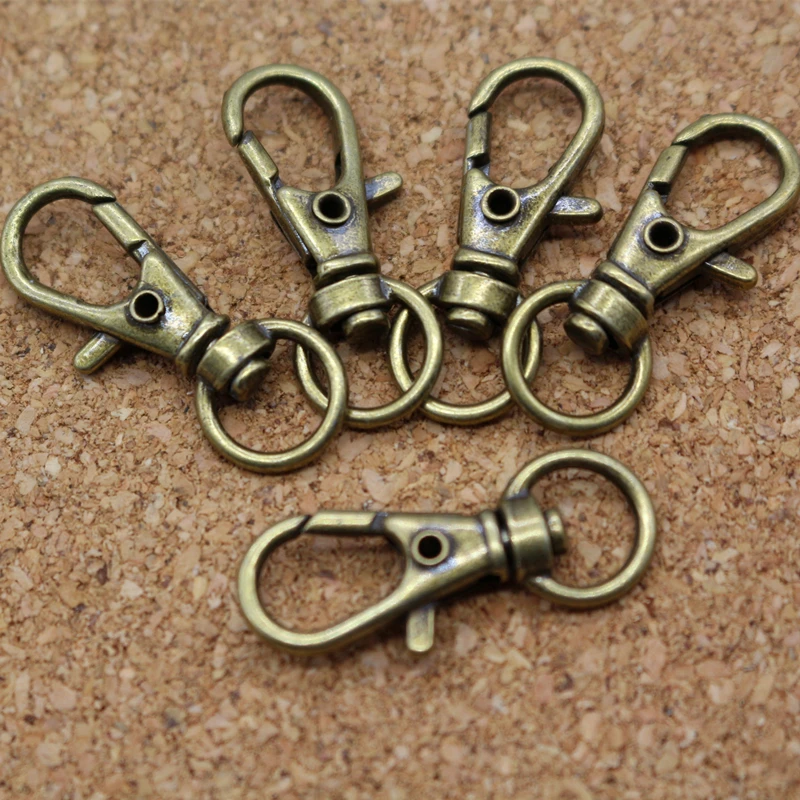 

20Pcs Bronze Swivel Lobster Clasp Clips Key Hook Keychain Split Key Ring Findings Clasps For Keychains Making 32mm