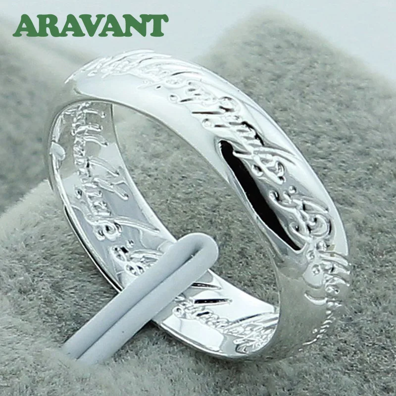 

925 Silver Jewelry Letter Engrave Finger Ring For Women Wedding Engagement Jewelry