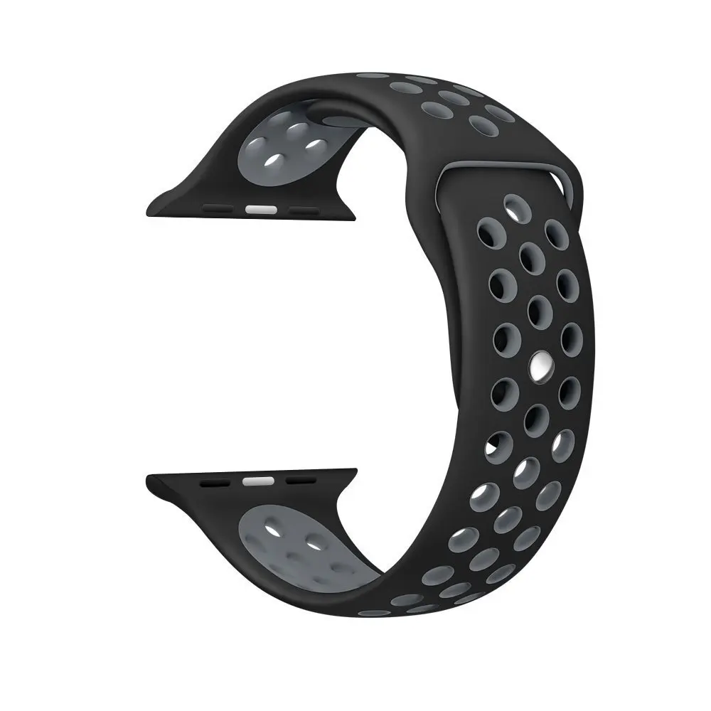 Мягкий силиконовый сменный Браслет для Apple Watch серии 1 2 3 4 5 дышащий ремешок iwatch 44 мм 40 мм 42 мм ремешок 38 мм ремешок - Цвет ремешка: Black Grey