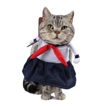 Cat Costumes School Girl Dress Cosplay Suit for Pets Party Funny Cat Clothes Clothing ropa para gato S-XL