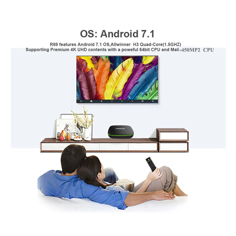 ТВ приставка Wechip R69 на Android 7 1 + 8 Гб Allwinner H3 4 ядра 2 ГГц Wi Fi 1080P HD|ТВ-приставки и