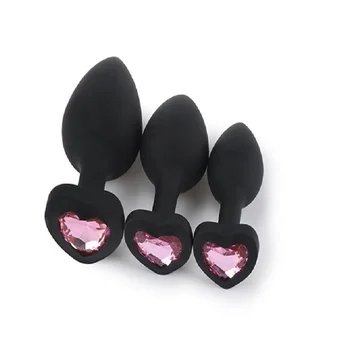 New hot Small medium large size heart anal plug basic beads silicone butt insert bullet vibration dildo sex toy for men women 2