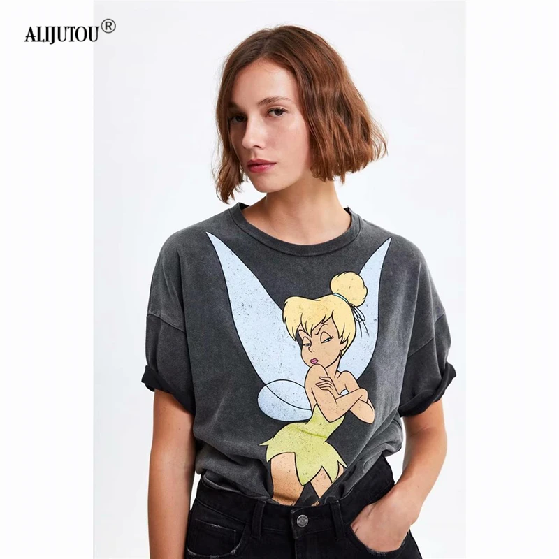 Quality gary Elf Print T-Shirt Summer Vintage women Fashion Casual O neck Short sleeve Graphic Tee Female kawaii Tops Zaraing