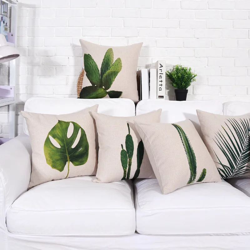 Узкая стильная натуральная растительная кактус ананасы напечатанная наволочка для подушки домашняя декоративная подушка для дивана чехол Almofada Cojines