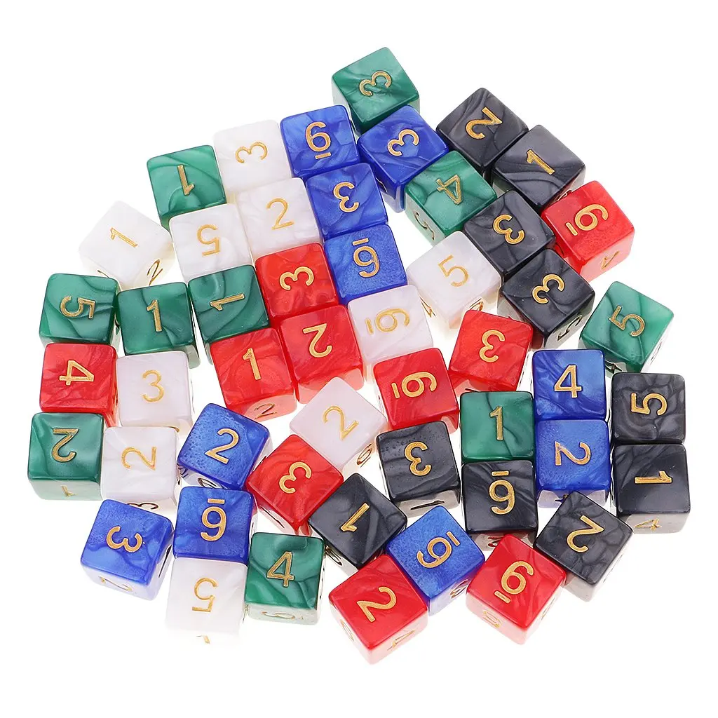 50 шт. игральные кости 6 сторонних D6 16 мм цифровые кубики с сумкой для хранения