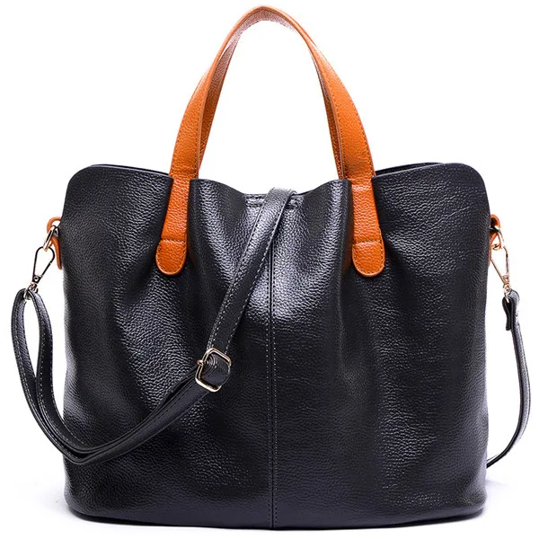 Bag female Women's leather bags handbags crossbody bags for women shoulder bags leather bolsa feminina Tote - Цвет: Black