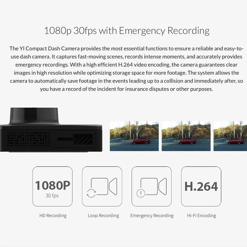 YI Compact Dash camera 1080 p Full HD Автомобильный видеорегистратор с 2 7 дюймовым ЖК экраном 130 WDR