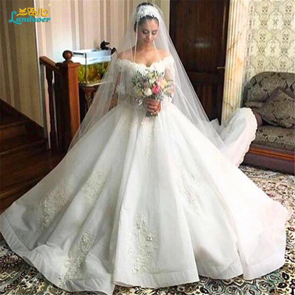 Unique Wedding Dresses 2017 Ball Gown Puffy Vintage Lace Long Unique Wedding Dresses 2017 Ball Gown Puffy Vintage Lace Long Sleeves Muslim Gowns Off The Shoulder Vestidos De Novia On Aliexpress Alibaba