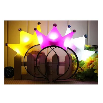 

2Pcs Concern Halloween Christmas Party Club Led Tiara Flash Paillette Crown Headband Hairpin Decoration Light Up Toys