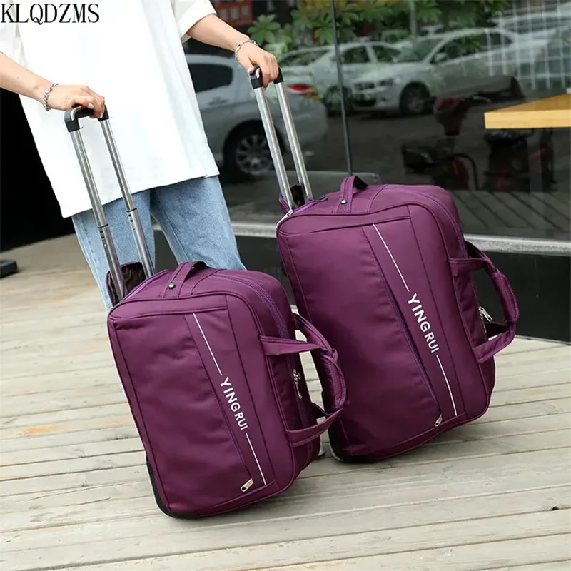 KLQDZMS модные Оксфордские дорожные сумки на колесиках для мужчин и женщин, водонепроницаемые сумки на колесиках