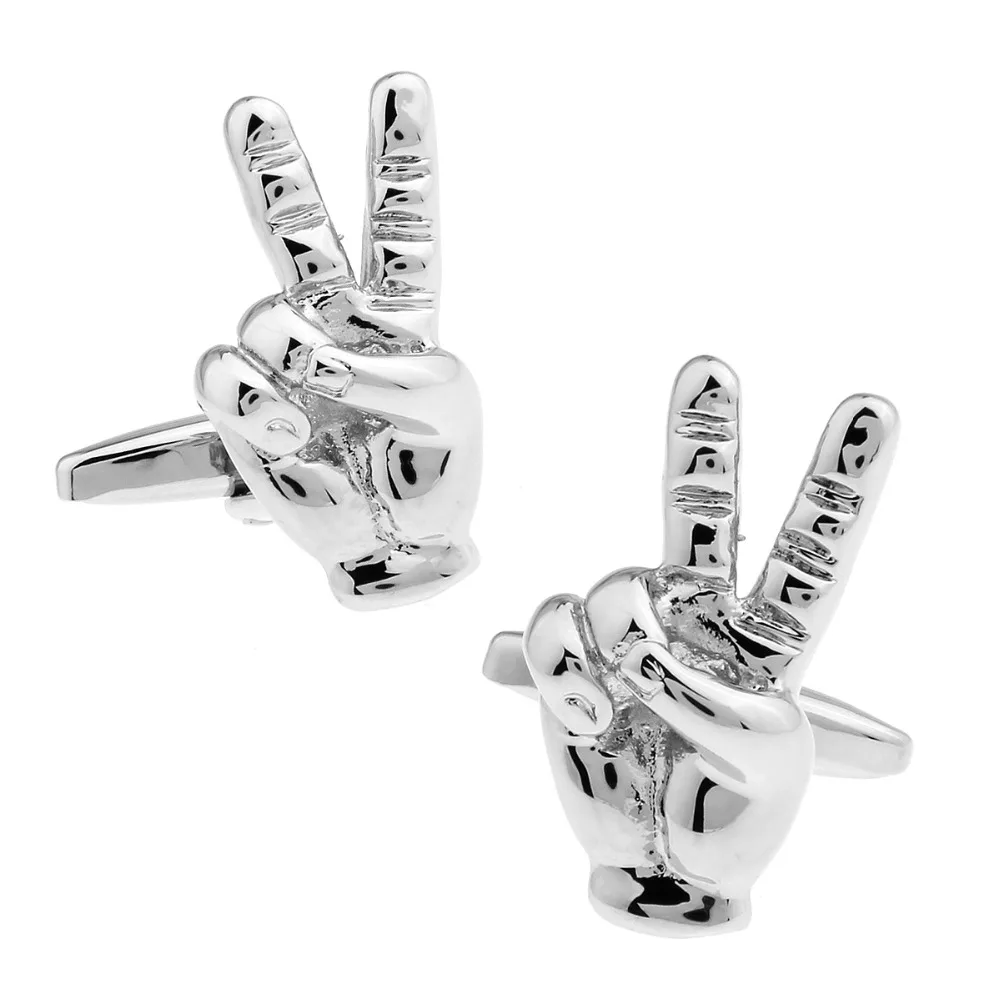 

Mens Wedding Cufflinks Novelty Fancy The V For Victory Sign & Clean Cloth 164852