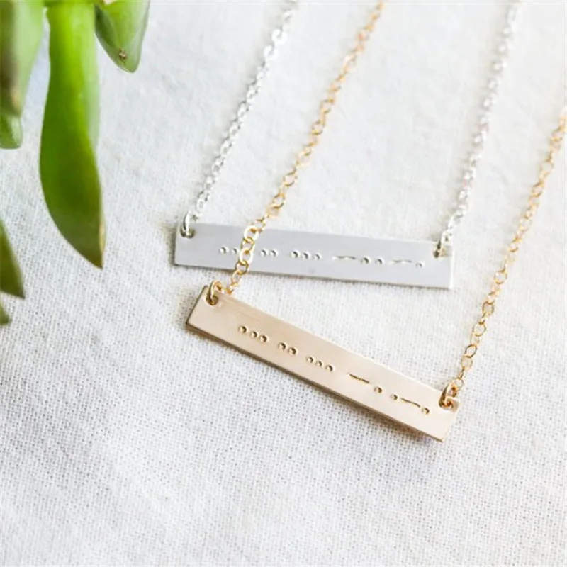 

New Design Popular Morse Code Bar Customized Pendant Necklace Women Choker Collares for Lovers Secret Necklace Best Gift