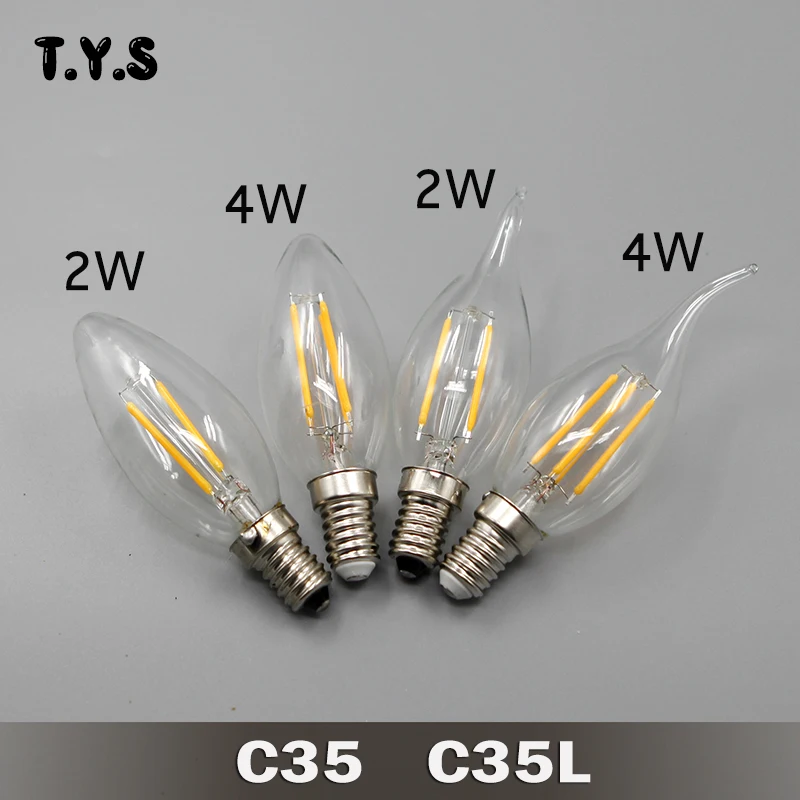 10 шт. 220 V Винтаж светодиодный Лампа накаливания Эдисона E27 E14 декоративная лампа