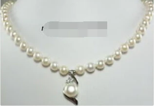 

huij 003950 Genuine White Pearl 18KWGP Crystal Pendant 18" Necklace