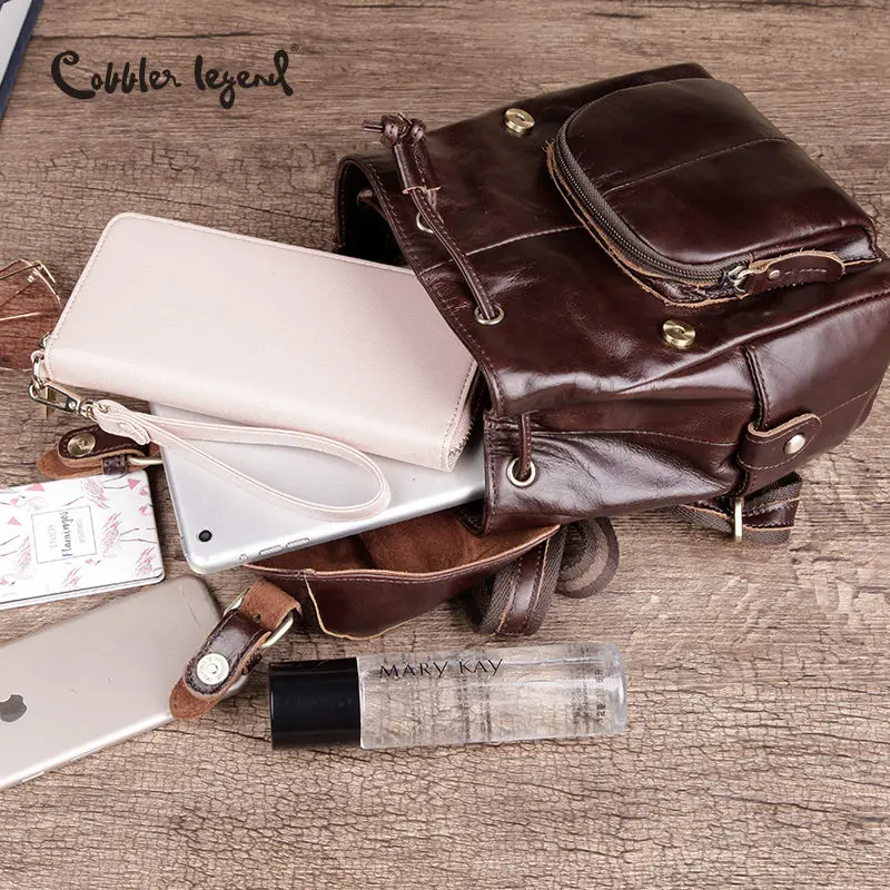 Pastel de la leyenda de cuero genuino marca de mochila pequeña de moda de las mujeres de bolso de mujer Vintage clásico bolso mochila