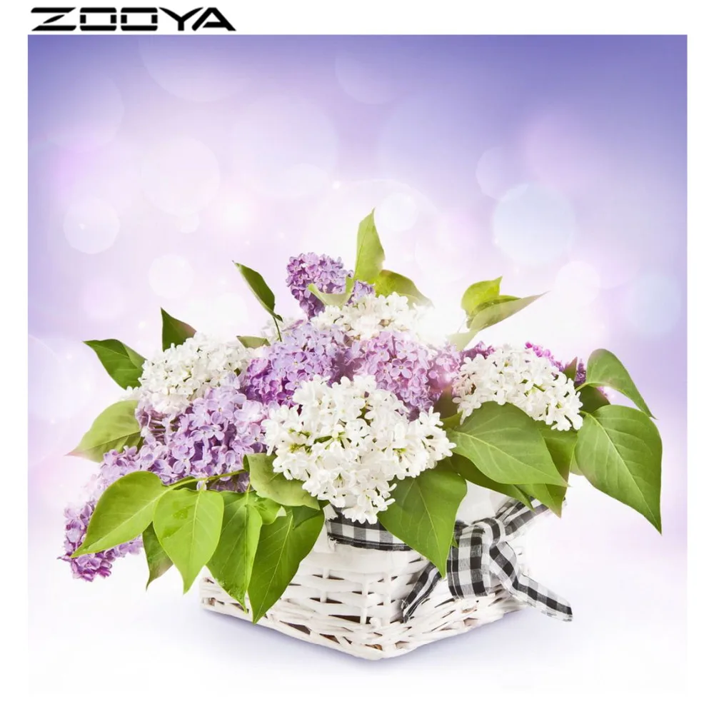 

ZOOYA 3D Diamond Painting Cross Stitch Lilac Flowers Mosaic Pictures DIY Painting House Diamond Embroidery Wall Sticker RF716