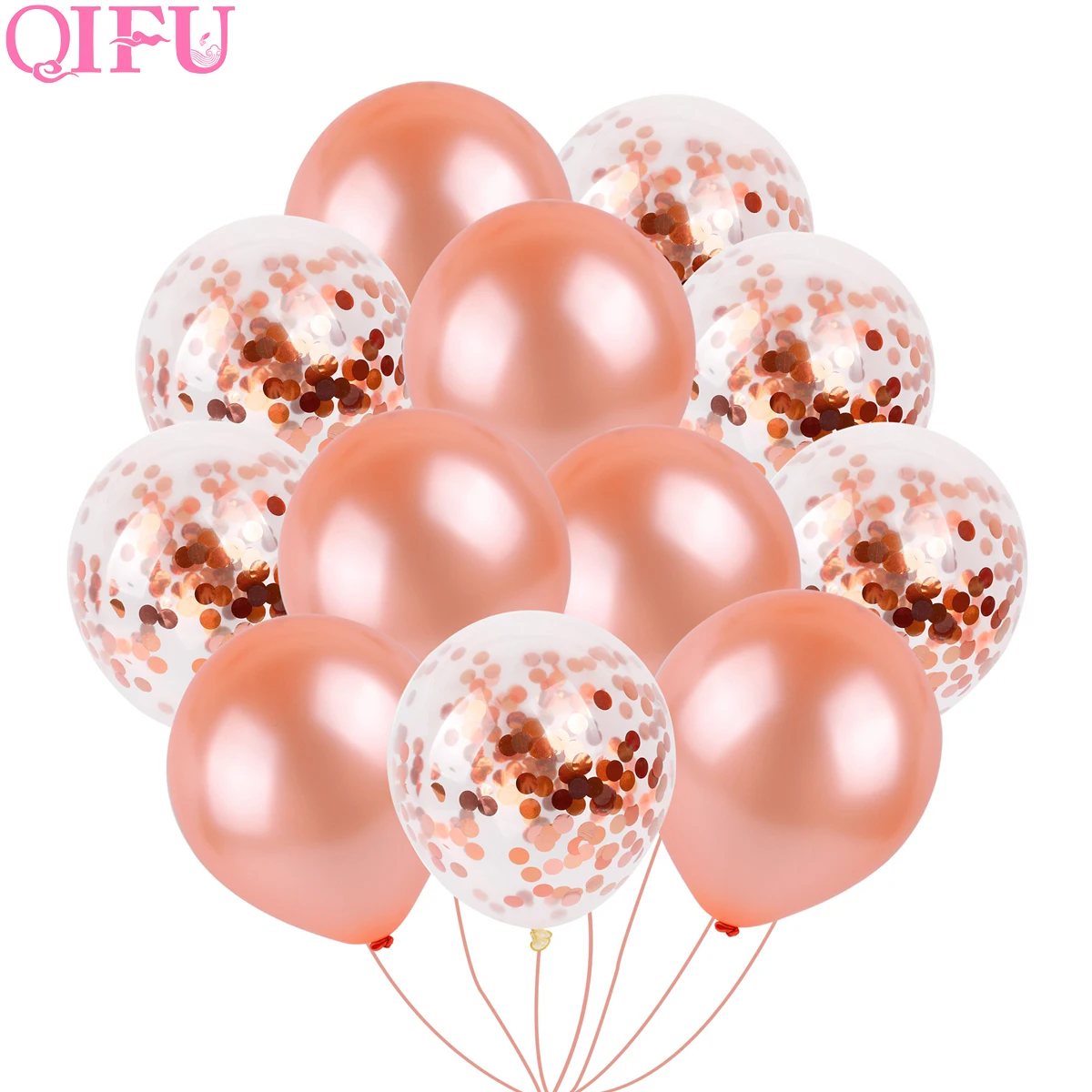 

QIFU 40pcs 12 Inch Rose Gold Confetti Balloon Wedding Decoration Happy Birthday Balloons Latex Baby Shower Event Party Supplies