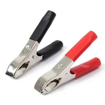 

2pcs 30A Insulated Crocodile Clips 75mm Low Voltage Wire Lead Test Alligator Clamps Red/Black