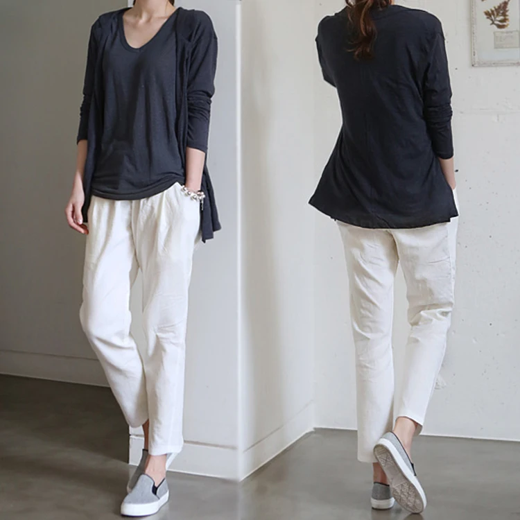 NIBESSER 2018 New Women Loose High waist Cotton Linen