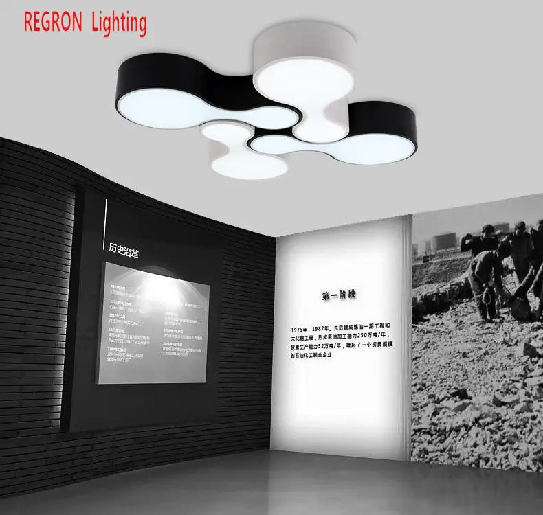 

Regron Industrial Ceiling Lights 1 Pc Metal Led Commercial Panel Ceiling Lamp Black White Lamparas For Office Living Room Cafe