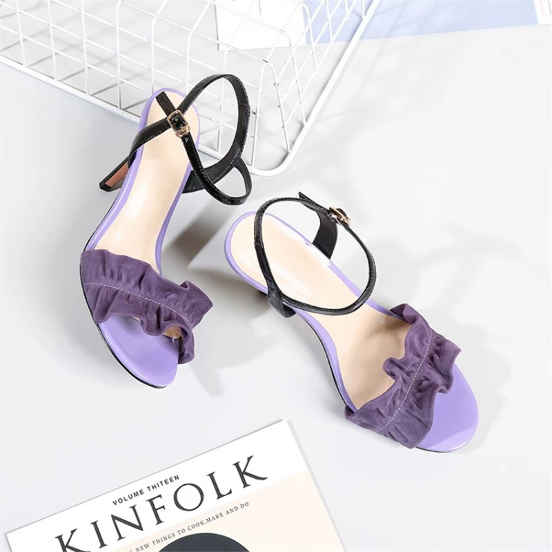 Ouqinvshen Ruffles Super High Heels Sandals Mixed Colors Thin Heel Yellow Fashion Sexy Woman Pumps Peep Toe Summer Shoes Women Ouqinvshen Ruffles Super High Heels Sandals Mixed Colors Thin Heel Yellow Fashion Sexy Woman Pumps Peep Toe Summer Shoes Women
