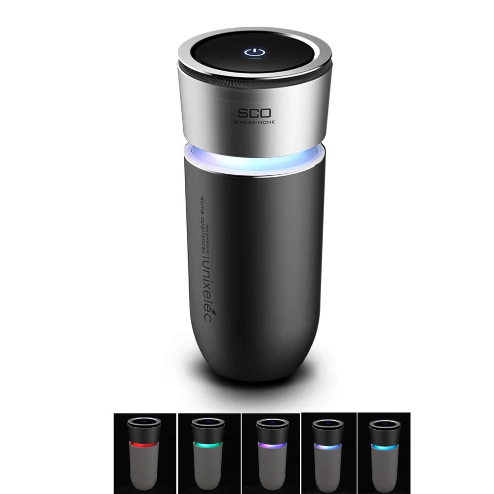 

Car Air Purifier LED 5 Color 12V Negative Ions Air Cleaner Ionizer Air Freshener Auto Mist Maker Pm2.5 Eliminator