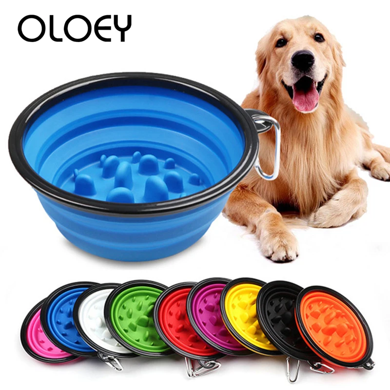

2 in 1 Pet Slow Feeder Bowl Water Food Outdoor Dog Water Bottle Travel Food Supplies Container for Cats Dogs Feeding Drinking