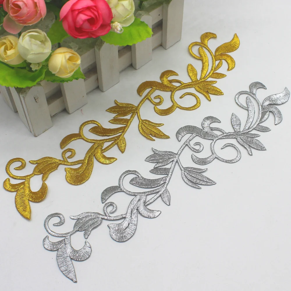 Description Picture 3 of itemGold Embroidery Patches Iron on Appliques For Cosplay Costume Diy Apparel Lace Trim For Stage Clothes 24*6cm