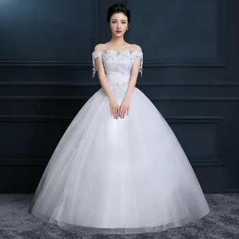 PROMO ESPECIAL ❤️ LAMYA barato China Vestido De boda cristal embarazada De talla grande barco cuello túnica De Mariée vestidos para baile De boda Vestido De novia - discount item 23% OFF Bodas y eventos