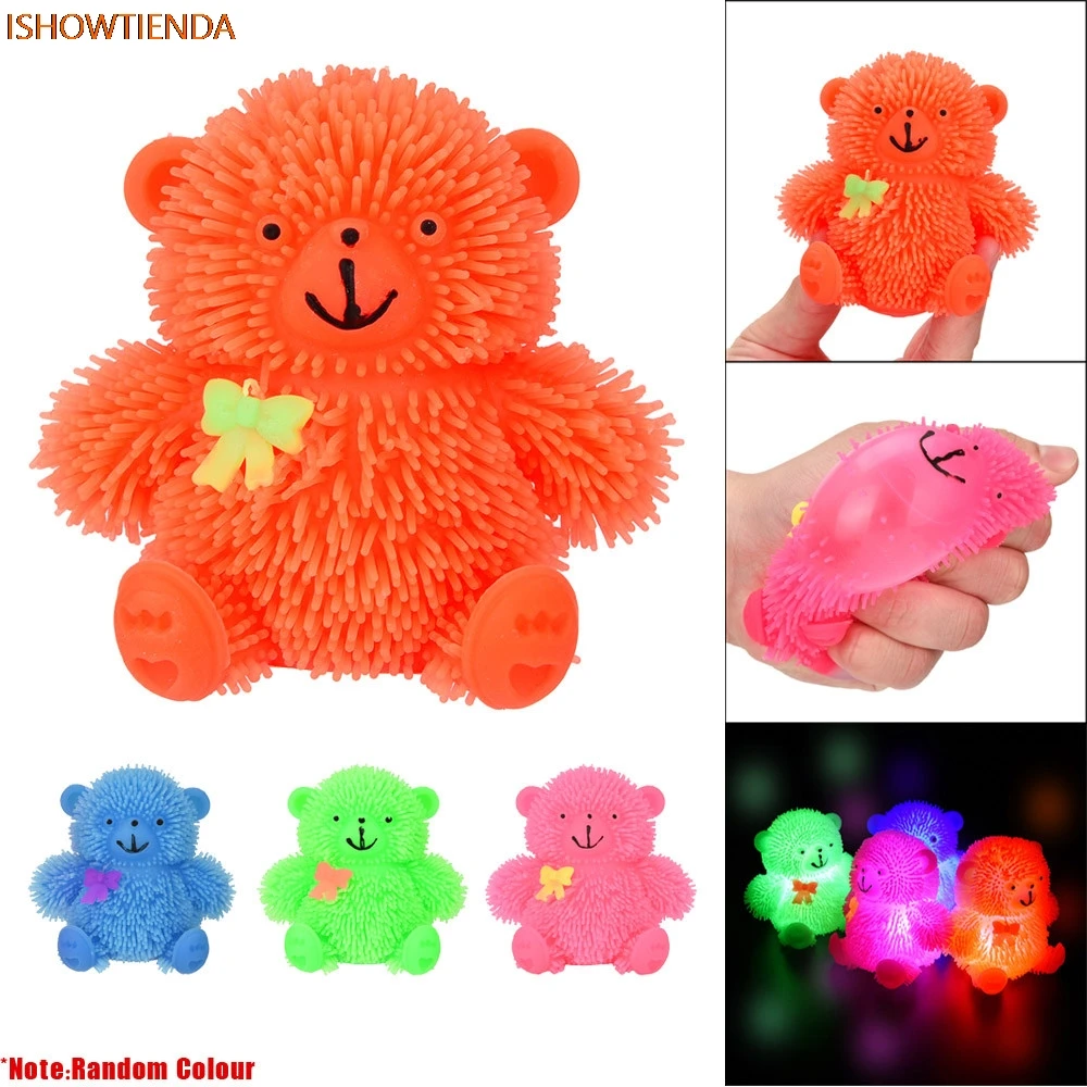 

9cm Novelty Flashing Puffer Cute Bear Squidgy Sensory Toy Activity and Play Balls Stress Relief Cute Squishy Toy Drop Shipping