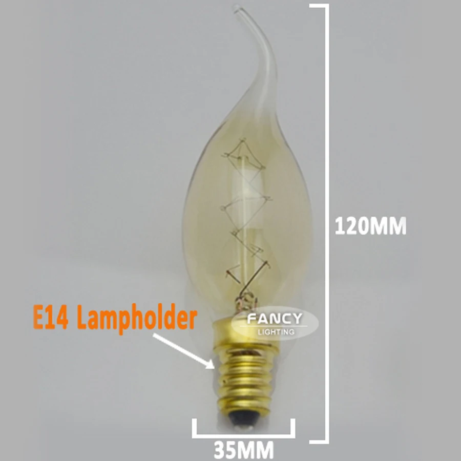 E14 Эдисон лампы C35-L можно использовать энергосберегающую лампу или светодиодную лампочку) 220V лампы в форме свечи лампы для дома/мебель для спальни/столовой/люстра Декор 40 Вт лампада Led накаливания