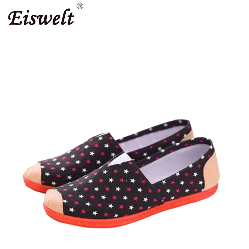 

EISWLET Women Fashion Shoes Cool Lady Work Flat Shoes Female Floral Printed Shoes Lady Soft Flats Comfortable Flats