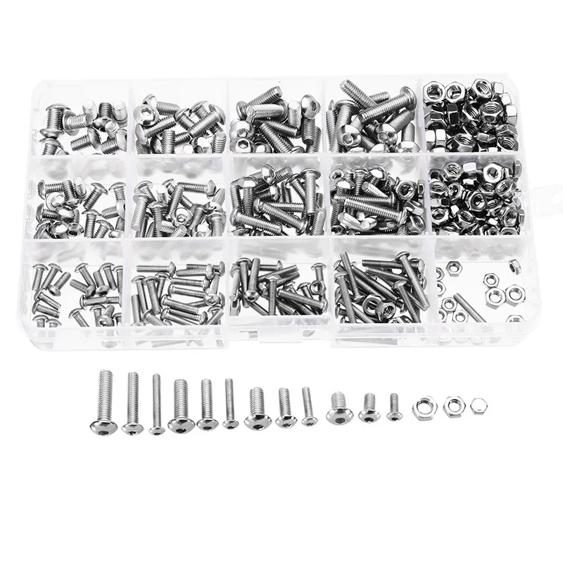 

Suleve MXSH3 440Pcs M3/M4/M5 Stainless Steel Button Head Hex Socket Cap Screws Bolts Nuts Assortment Kit