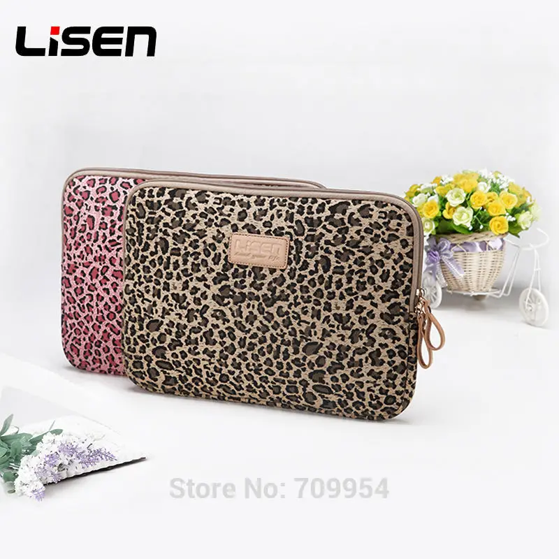 

Leopard Print Laptop Sleeve Canvas 10" 12" 13" 14" 15" Computer Cover Canvas Bag Pouch For Macbook Lenovo HP Acer Dell