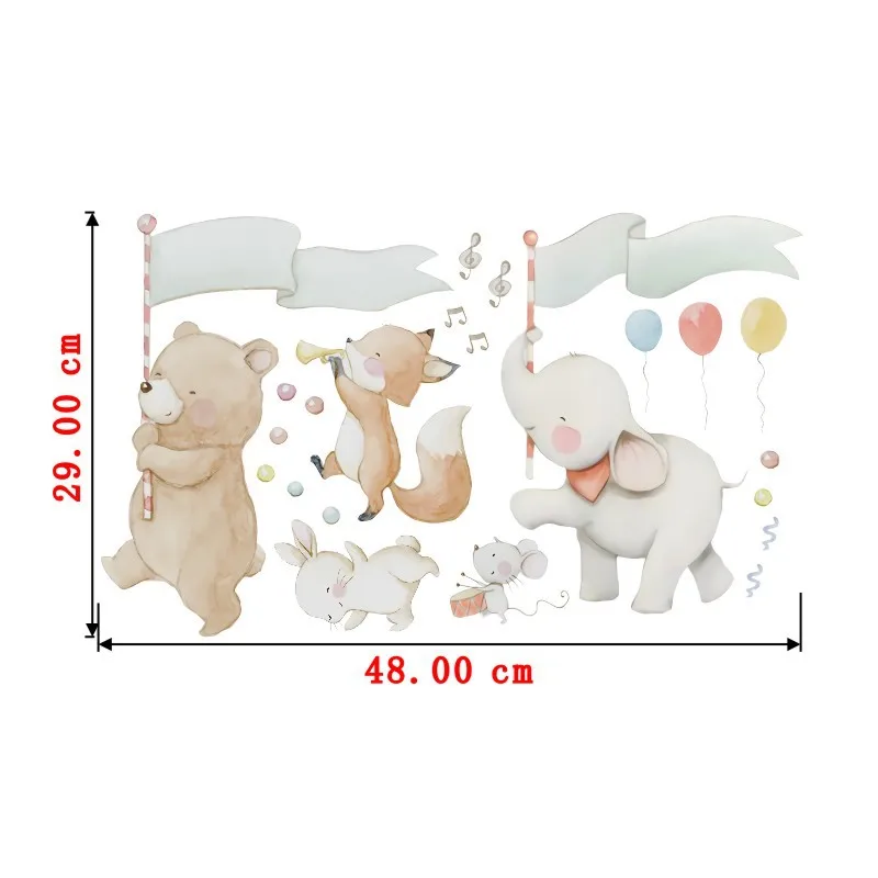  PVC DIY Playing Animal Bear Elephant Bunny Mouse Wall Sticker Kindergarten Children's Room Bedroom  - 33032485260