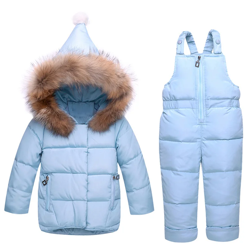 Russia Winter Children Clothing Baby Ski Suit Parka Down Jacket + Over ...