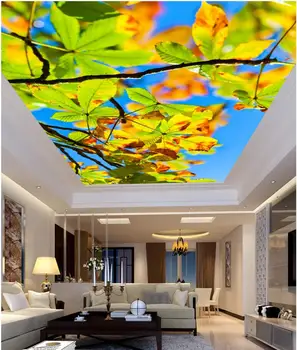 

3d ceiling murals wall paper maple leaves the blue sky painting decor photo 3d wall murals wallpaper for living room walls 3 d