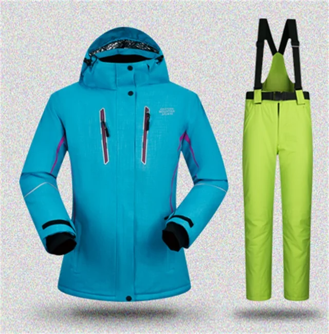 Высокое качество женский лыжный костюм водонепроницаемый ветрозащитный женский зимний жакет и брюки наборы с хлопковой подкладкой зимняя одежда для прогулок сноуборд - Цвет: 7