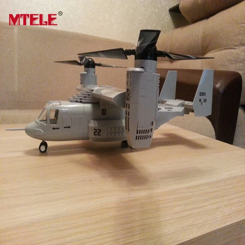 

MTELE Brand 593pcs 1 set Building Blocks High Quality V-22 Osprey Tiltrotor Model Toy Compatible With lego