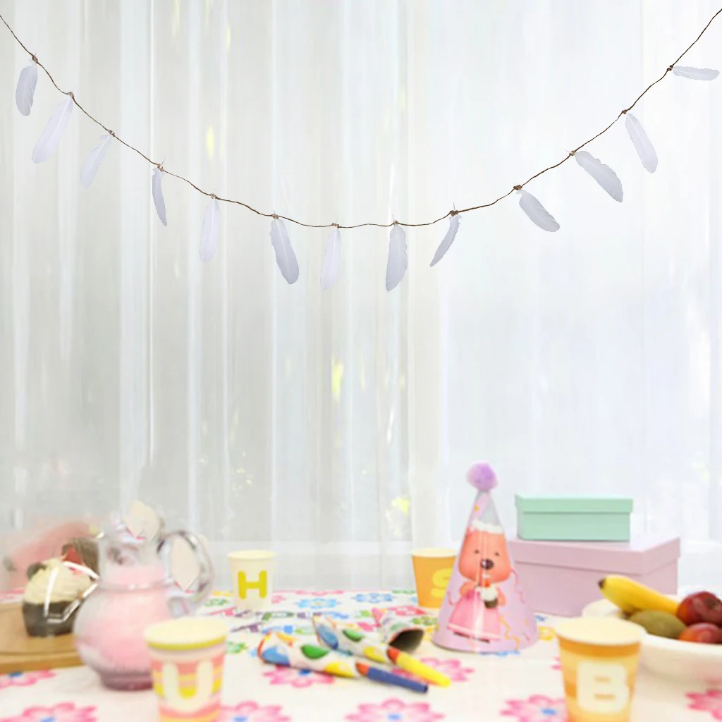 Dipped Feather Bunting Banner Hanging Garland Wedding Party Decoration 