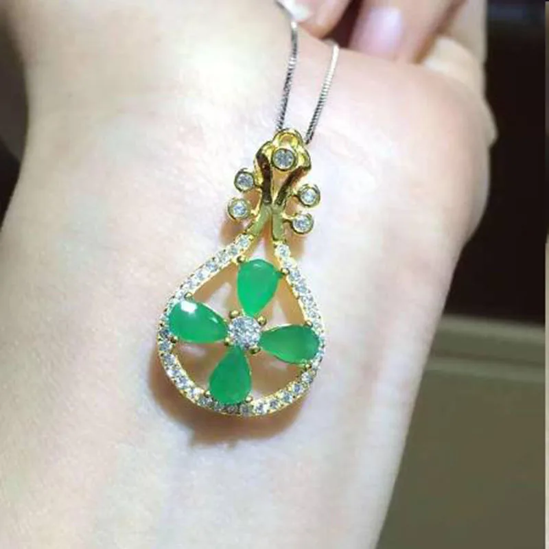 

2017 Qi Xuan_Fashion Jewelry_Colombia Green Stone Violin Necklaces_S925 Solid Silver Pendant Necklaces_Factory Directly Sales