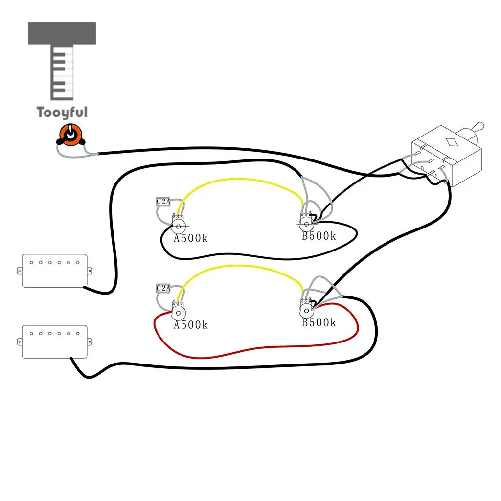 Sealed Guitar Humbucker Pickup Set+Circuit Wiring 2V/2T/1J for LP Electric Guitar